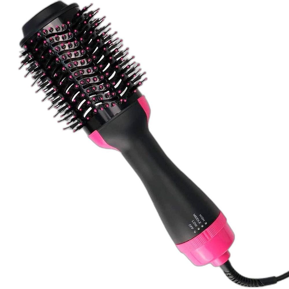 Escova De Cabelo Alisadora Elétrica Rosa E Preto