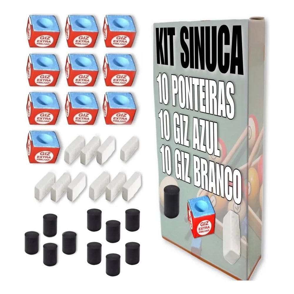 3X Giz Para Taco De Sinuca Bilhar Snooker Virolas Pontas Azu