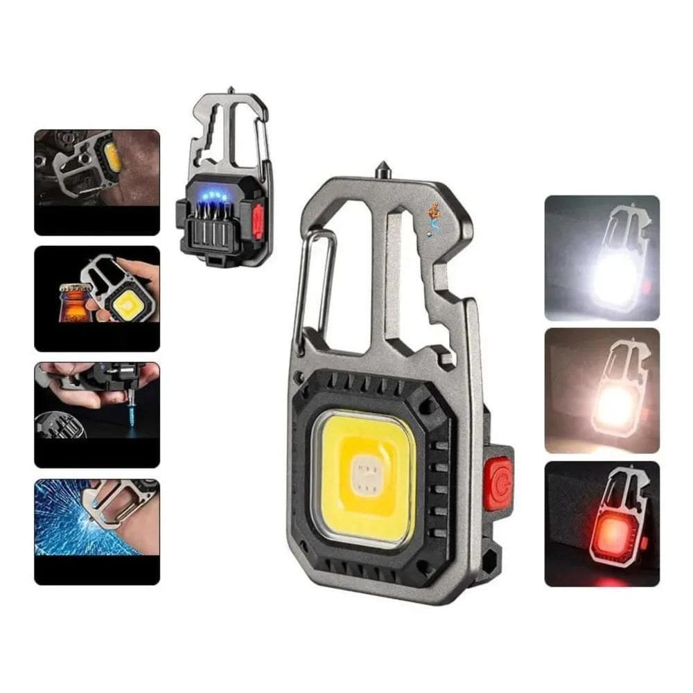3X Mini Refletor Led Lanterna 8 Em 1 Usb Com Ferramentas