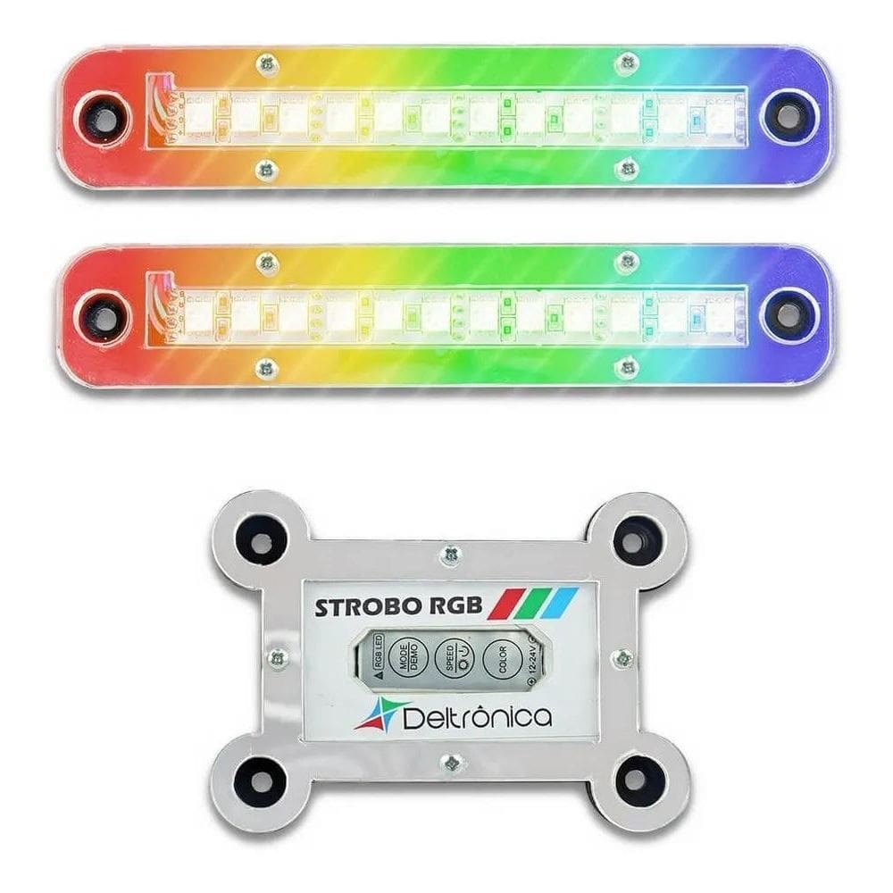 3X Kit 2 Strobo Para Som Automotivo 12 Super Led Rgb Deltrôn
