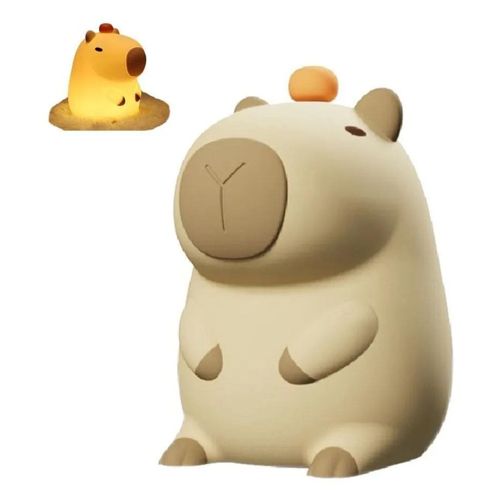 3X Luminaria Noturna Infantil Led Bebê Silicone Capivara Aba