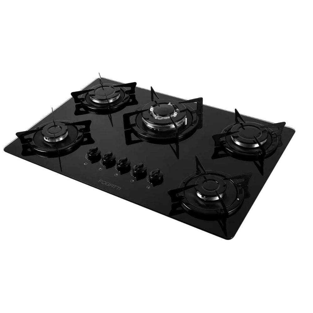 Cooktop V500 Tripla Chama Preto Esmaltado 5 Bocas - Fogatti