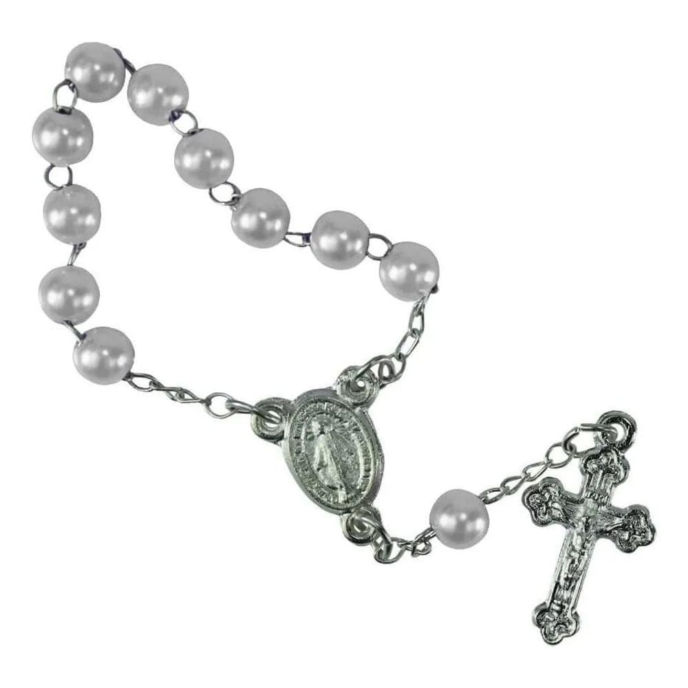 12 Mini Terços Para Lembrancinhas Cor: Branca Católica