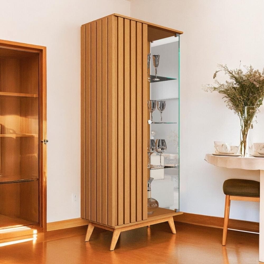 Cristaleira Moderna Açaí Ripada Nature JB Móveis