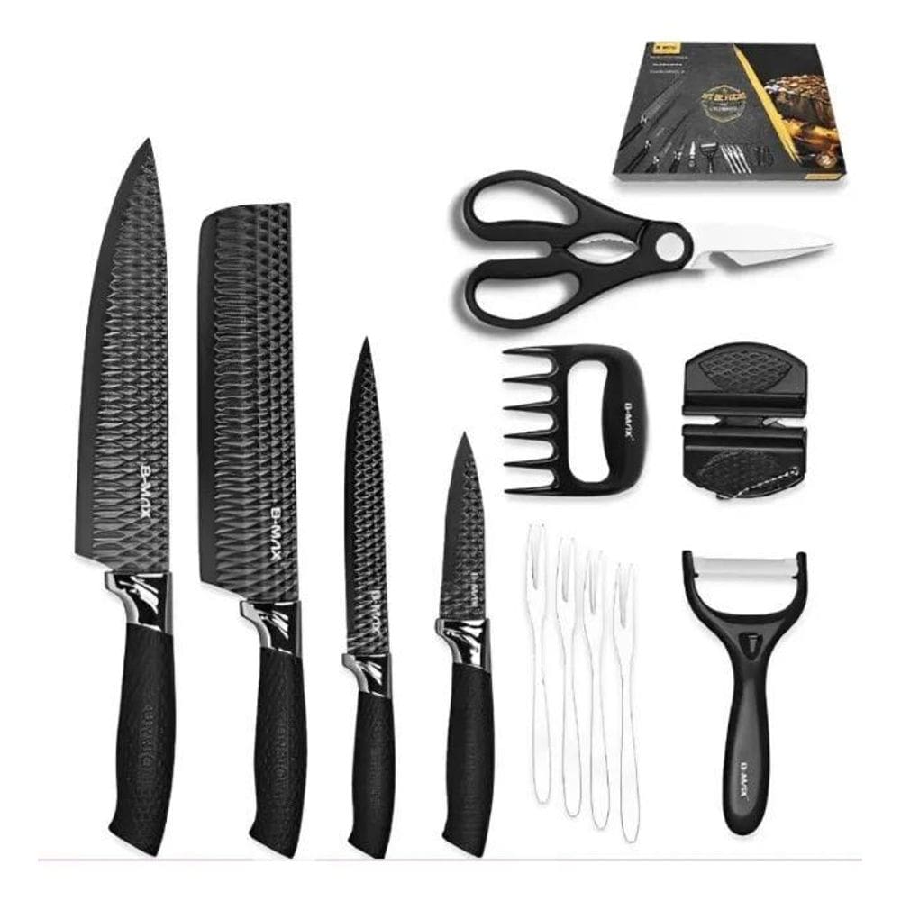Kit Churrasco 8 Peças Aço Inox Facas Premium Cozinha Gourmet