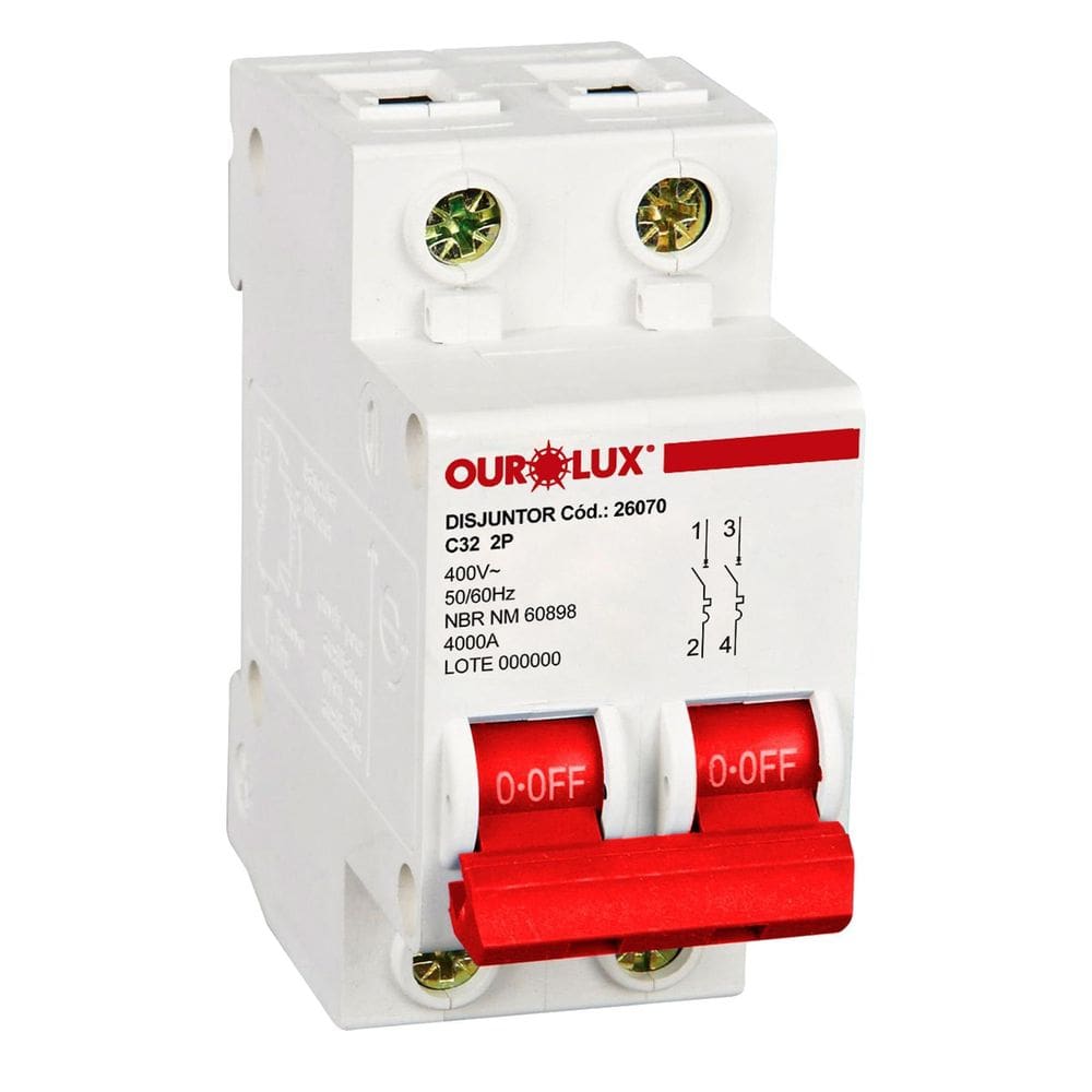 Disjuntor Bipolar 32A C 26070 - Ourolux