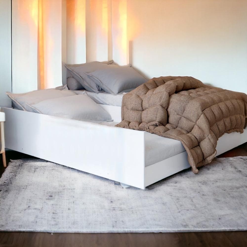 Cama Bibox Solteiro Matrix Branco com 02 Colchões Tebarrot