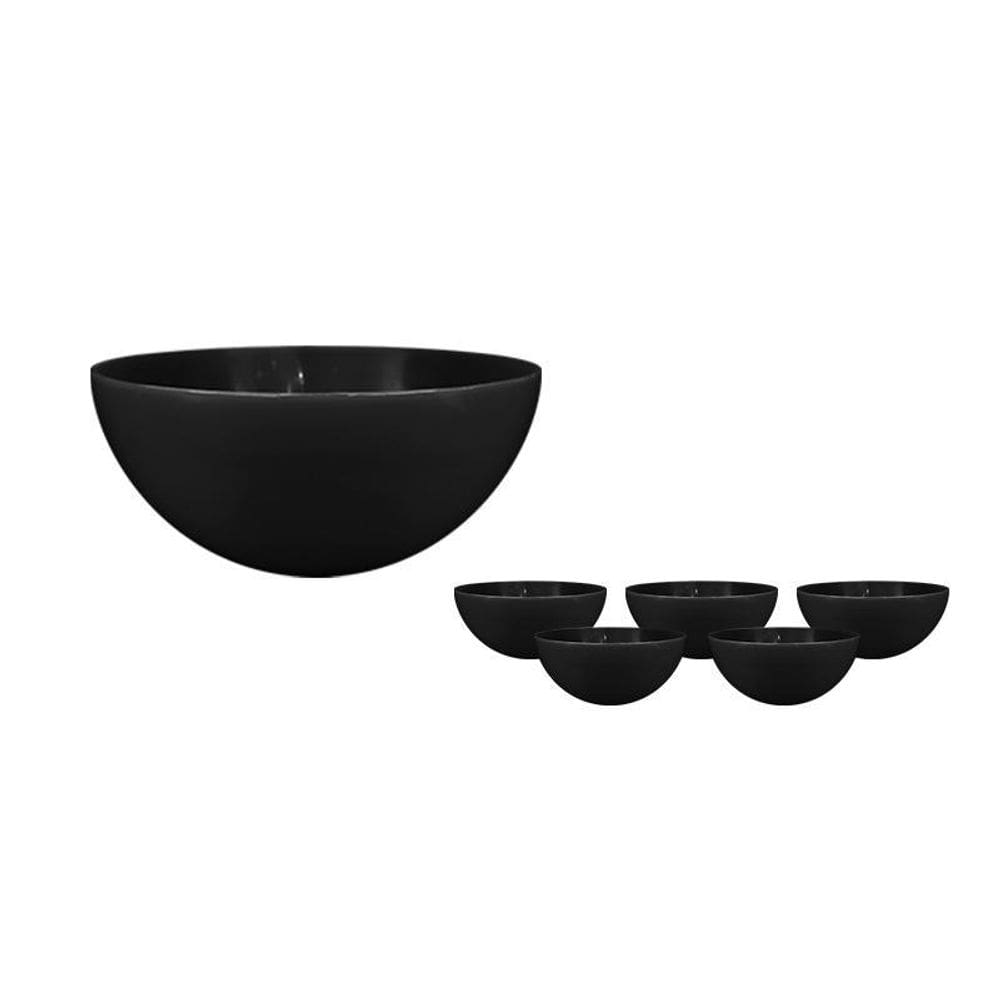 Kit 6 Mini Bowl Preto 240Ml Plástico Premium