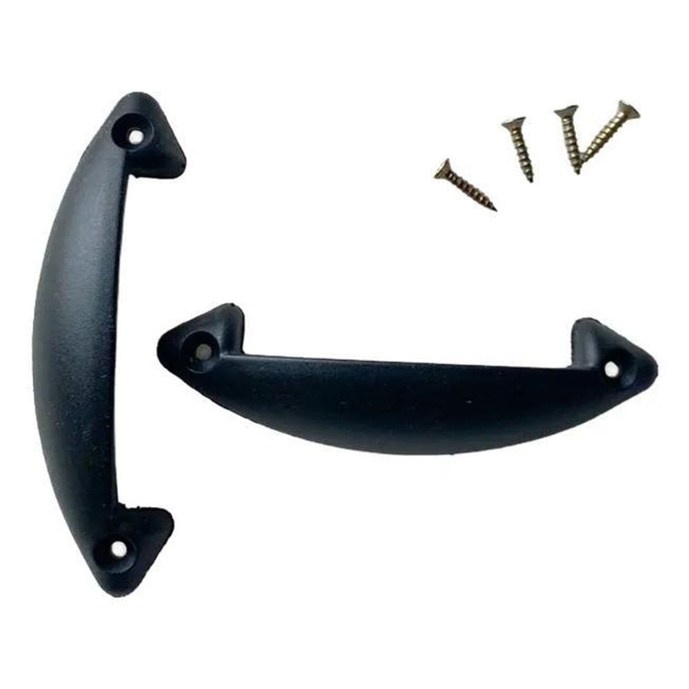 Kit 2 Puxadores Alça Plástica Cama Box Baú/Armário Preto