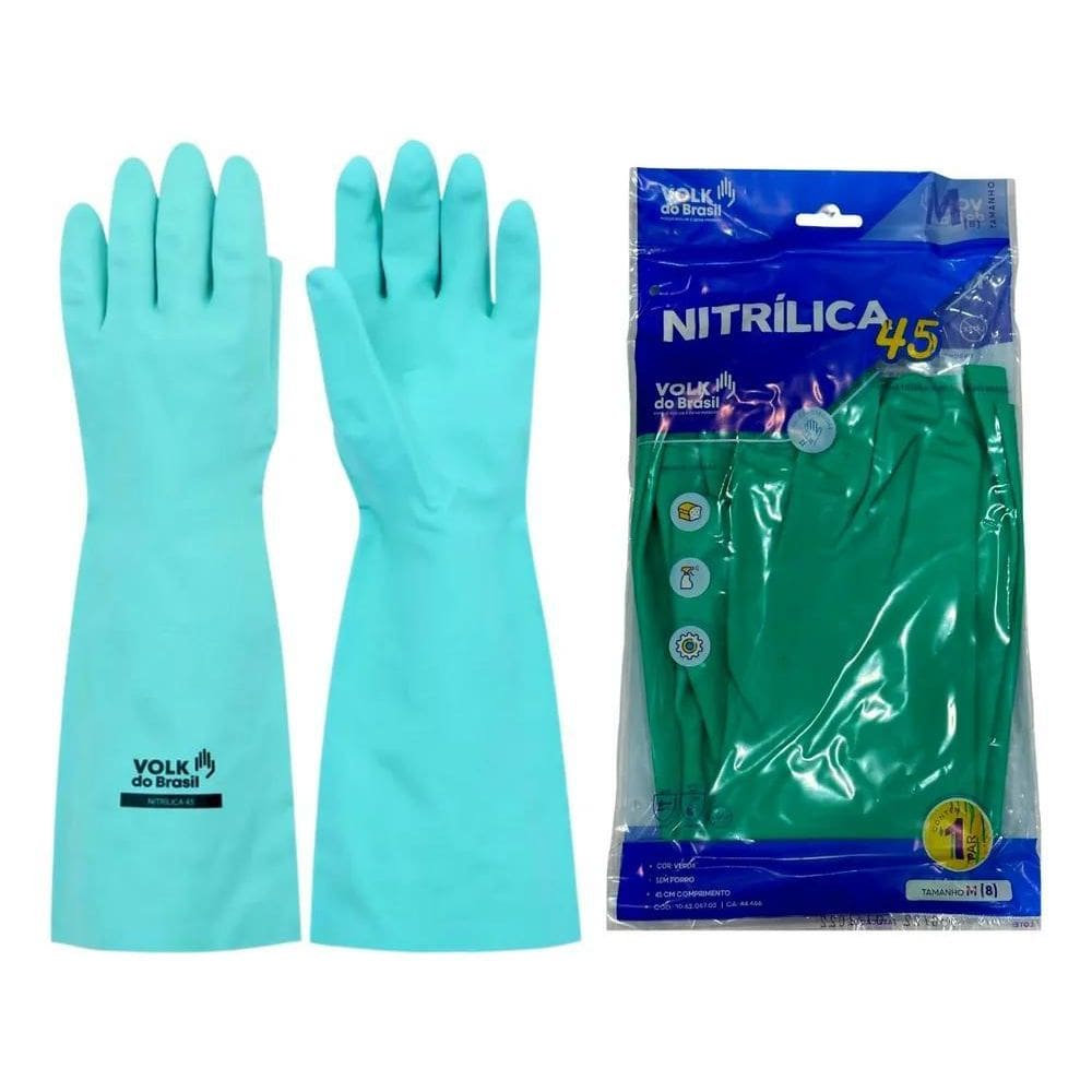 Luva Nitrílica Verde Cano Longo 45Cm Produtos Químicos