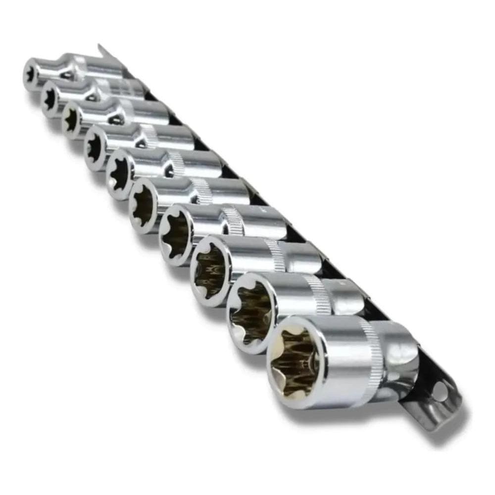 Jogo De Soquete Torx Fêmea Enc 1/2 Do E8 Ao E24 C/10 Pçs Vip