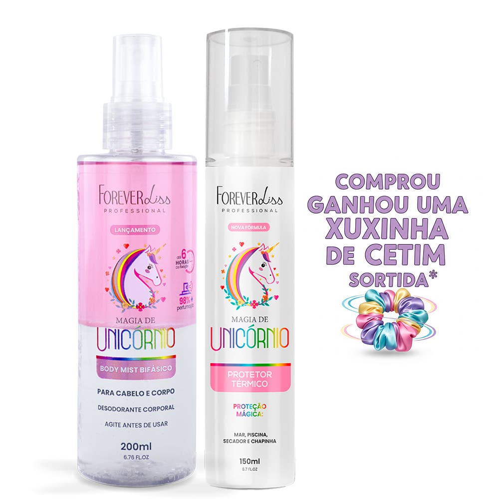 Protetor Térmico e Body Splash Magia Unicórnio Forever Liss