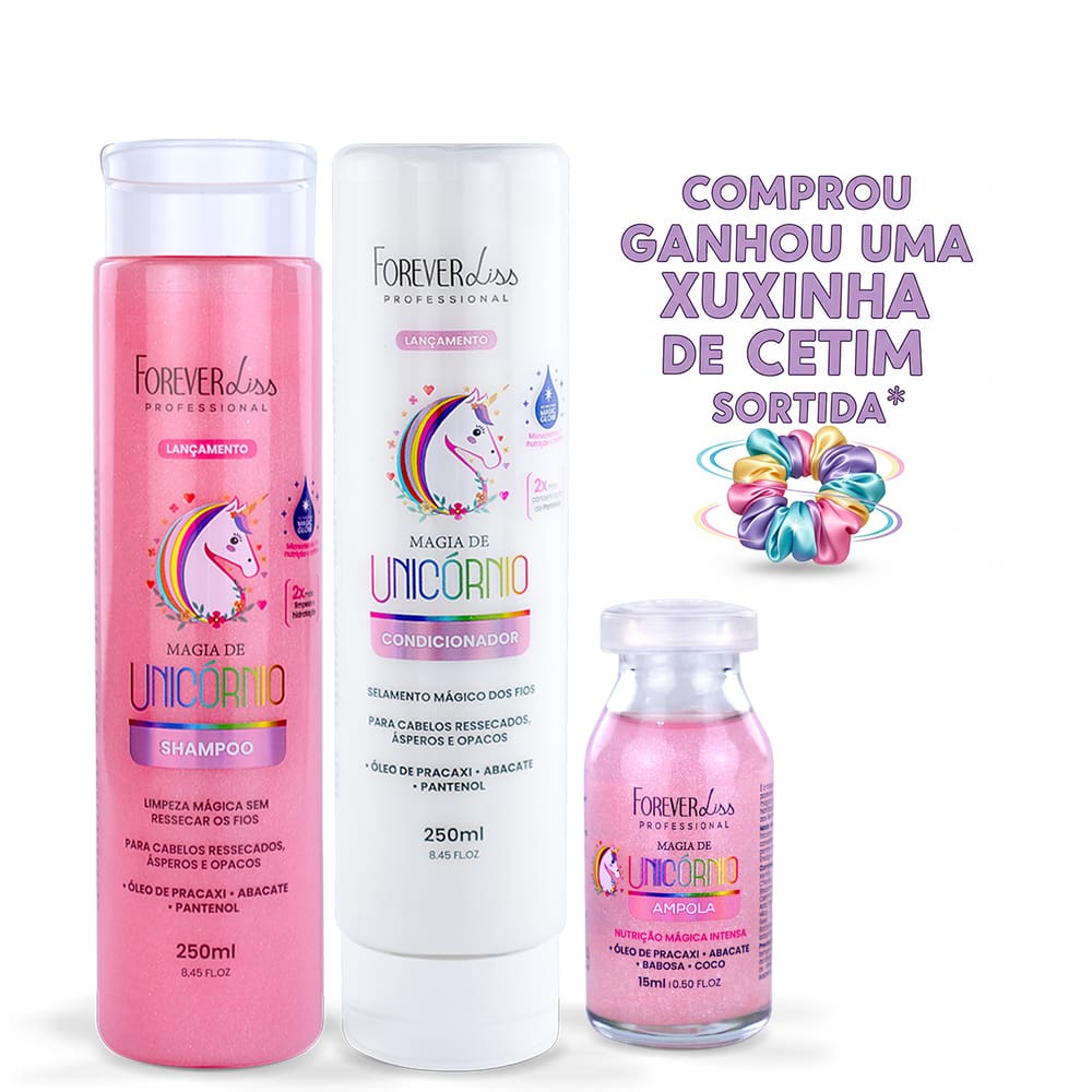 Forever Liss Shampoo, Condicionador,Ampola Magia d Unicórnio