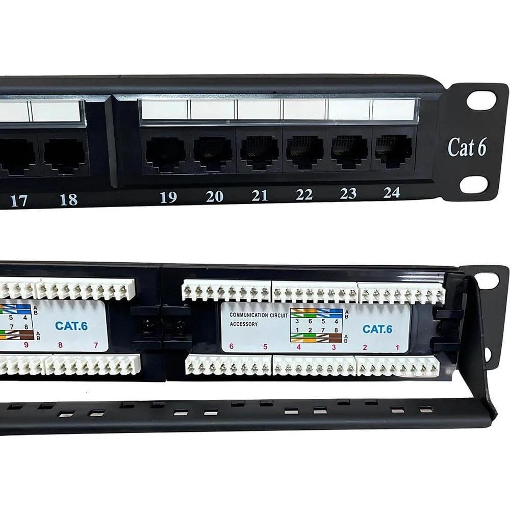 Patch Panel 24 Portas Cat6 Rj45 Rede Lan Utp Certifica Giga