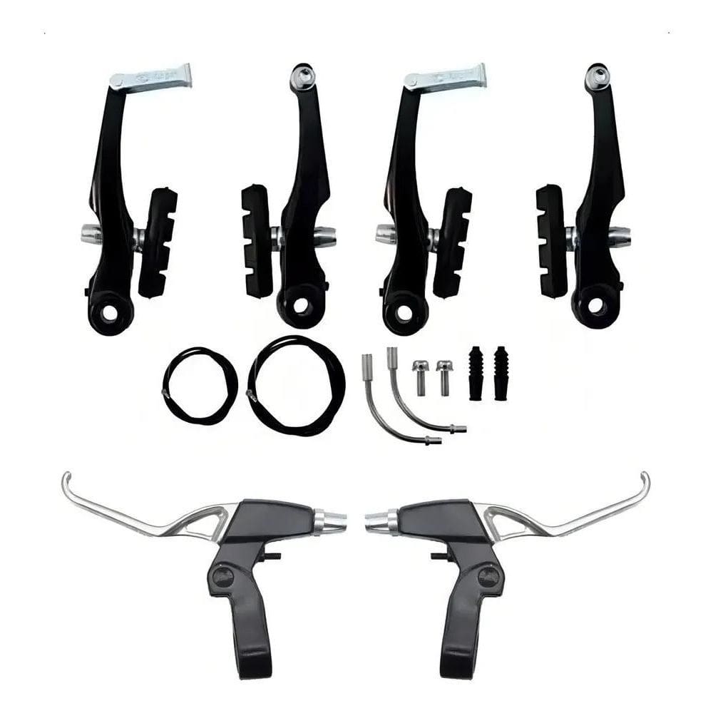 Freio V-Brake Kit Bicicleta C Manete Alumínio Logan Completo
