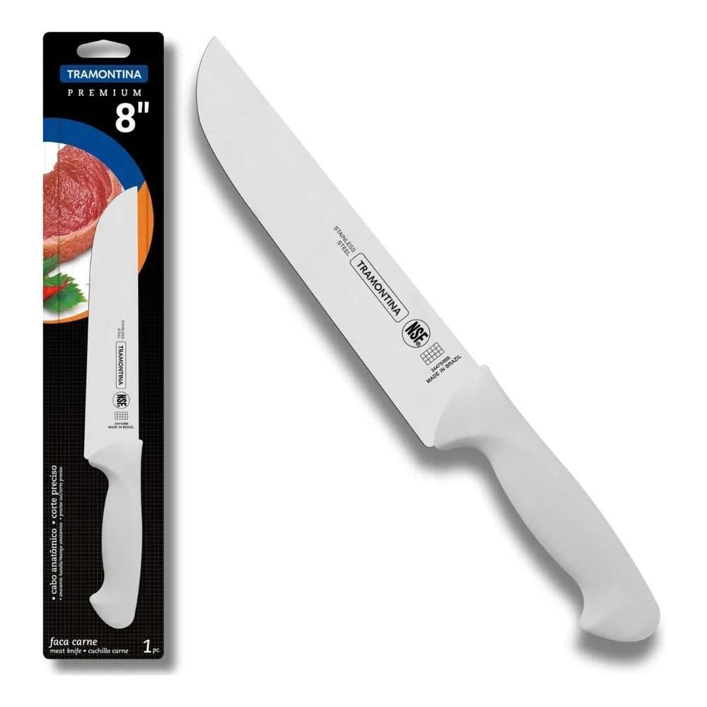 Faca Carne Premium Reta 8 Tramontina Churrasco Branco Profi