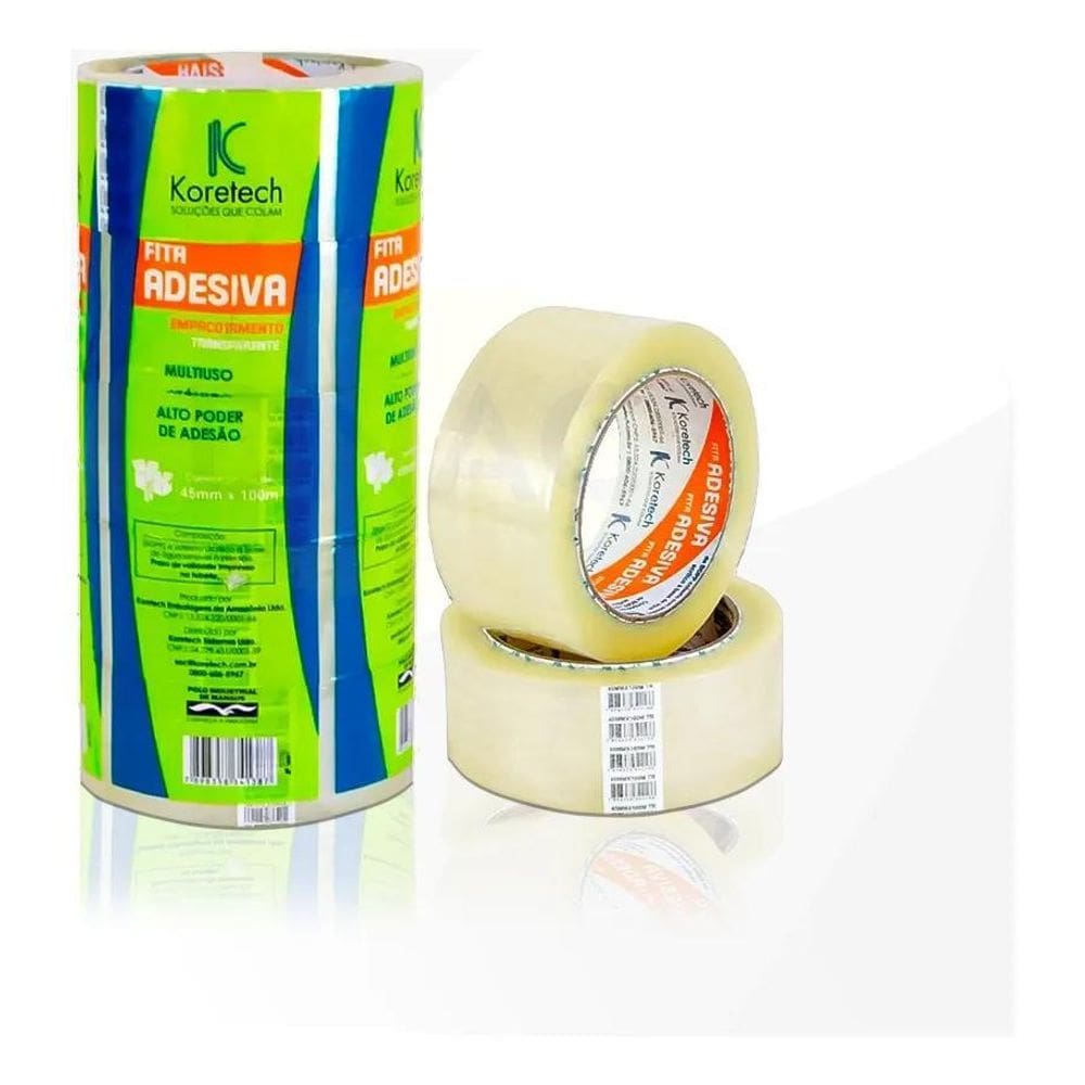 Kit 5 Fitas Adesivas Transparentes Larga 45Mm X 100M