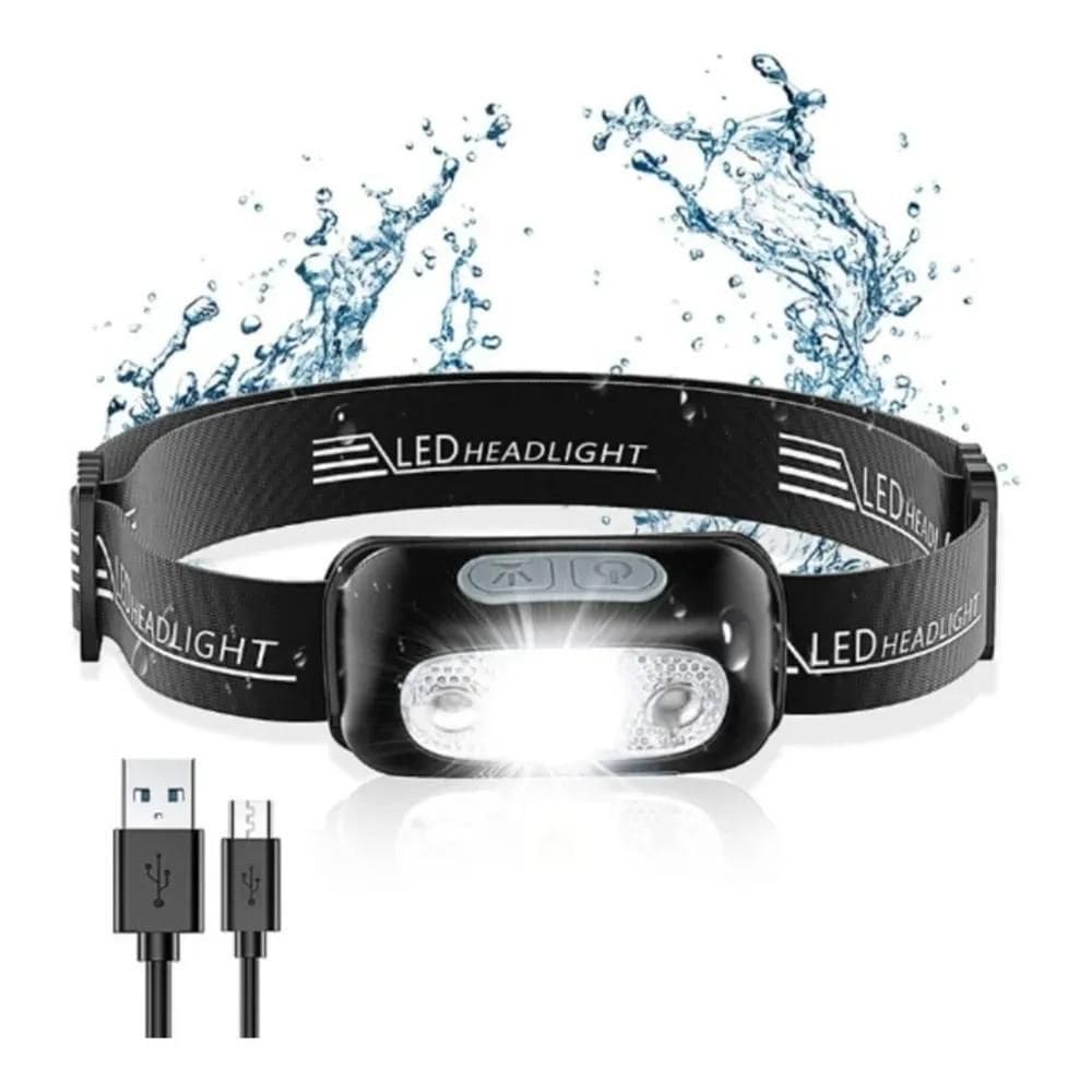 Lanterna Cabeça Headlight Recarregavel Sensor Prova D`Água