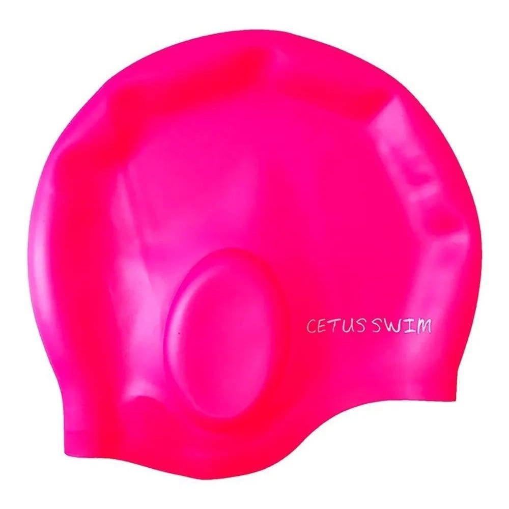 Touca De Natação Cobre Orelhas Cetus Cor Rosa Desenho Do Tec