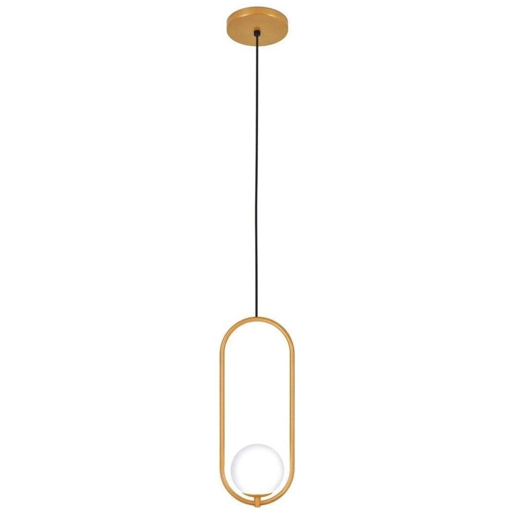 Kit 3 Luminárias Pendente Arco Globo Vidro Sala Cama Dourado