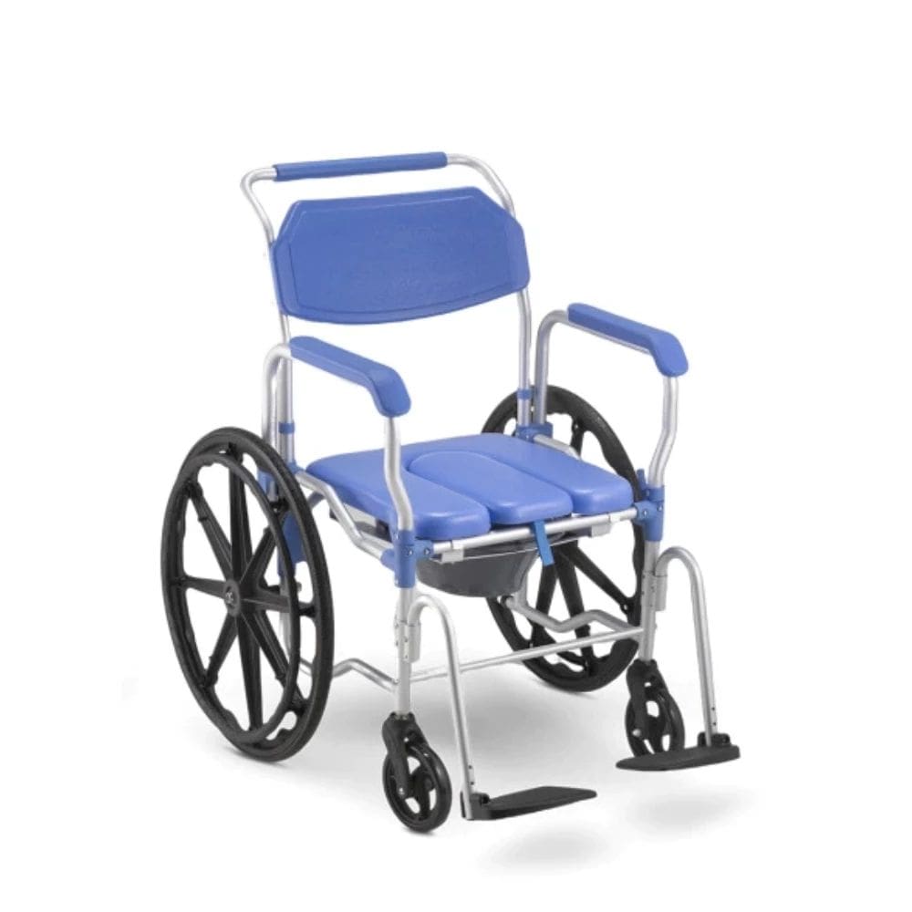 Cadeira de Banho Dellamed D65 Alumínio Desmontável 4 em 1, Assento 44cm Vazado Retrátil, Suporta até 150Kg, Conforto e Mobilidade