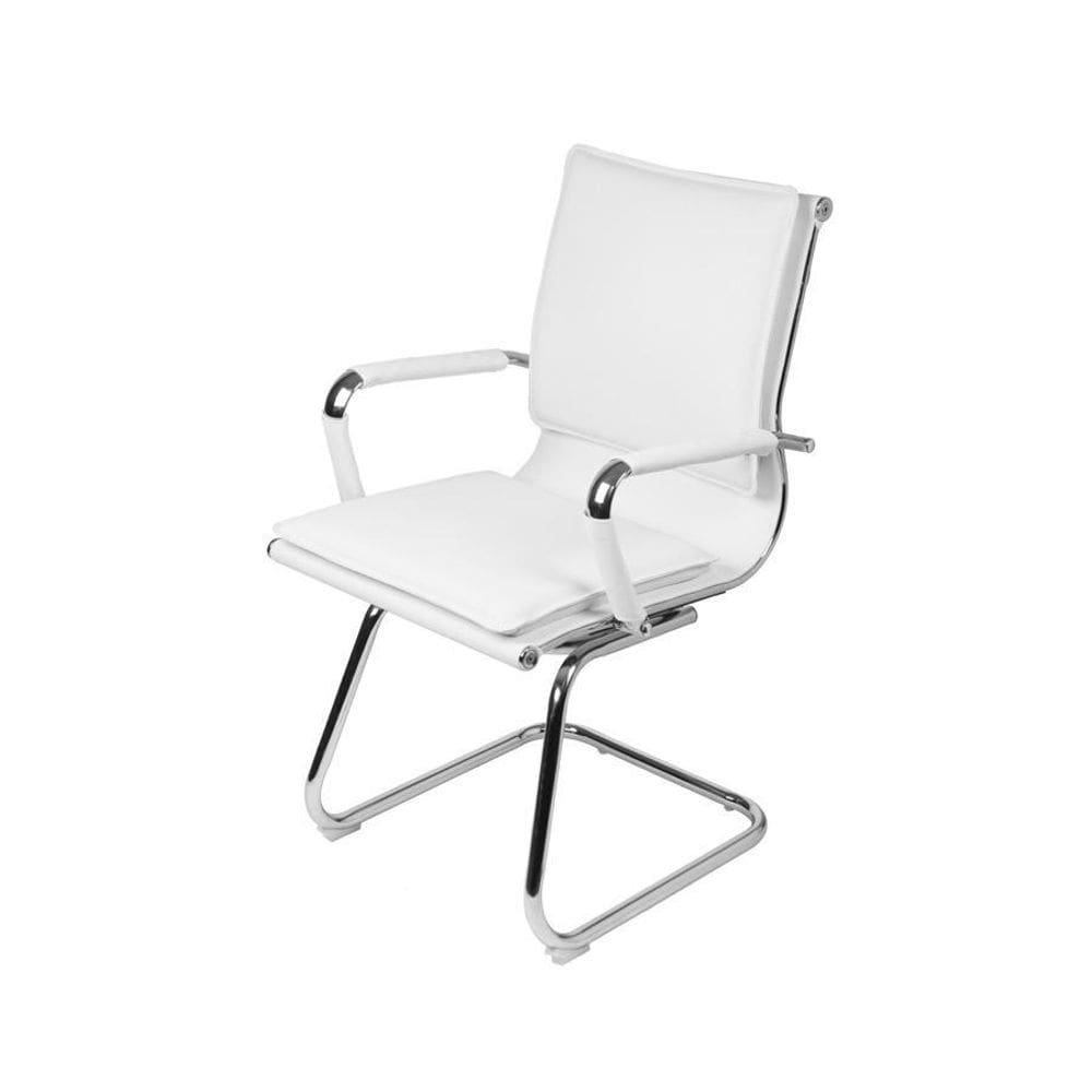 Cadeira Boxbit Soft Baixa Branca Em Pu Base Fixa Branca
