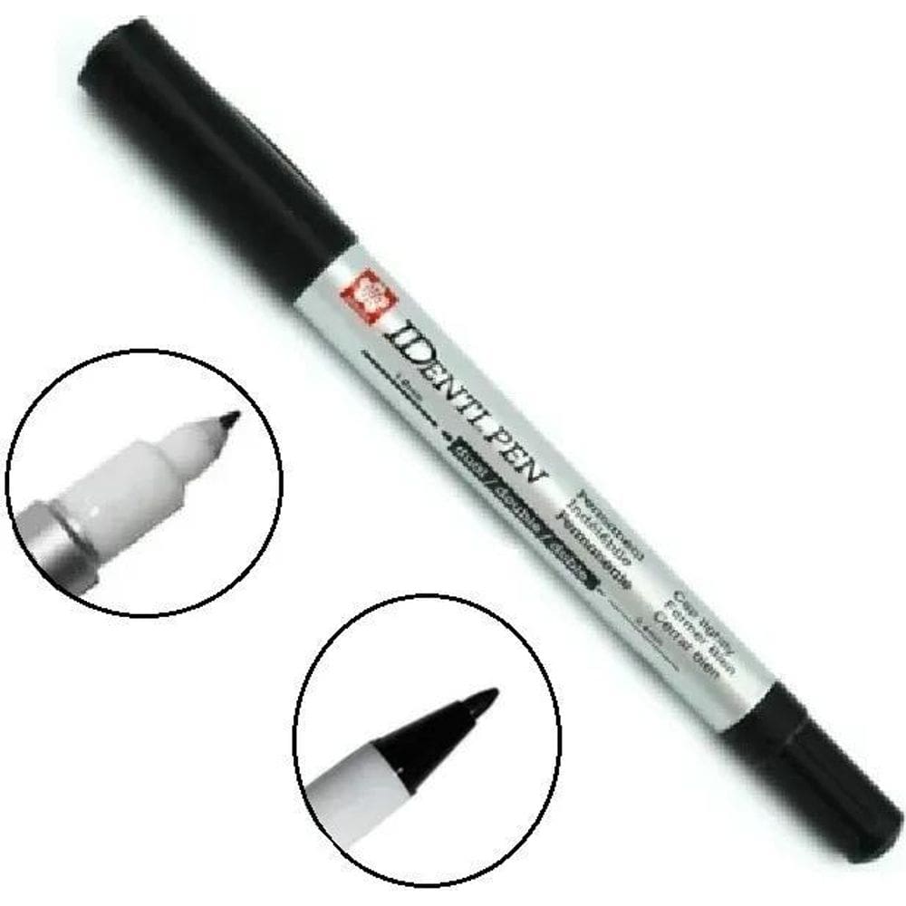 Caneta Permanente Tecido Plástico Acrílico 2 Pontas Preta