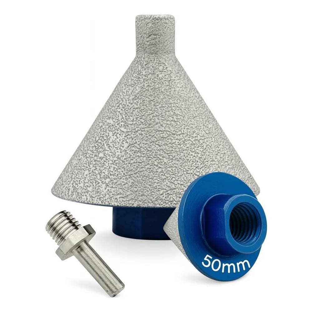 Broca Cônica Diamantada Chanfro M14 9-50Mm Com Adaptador