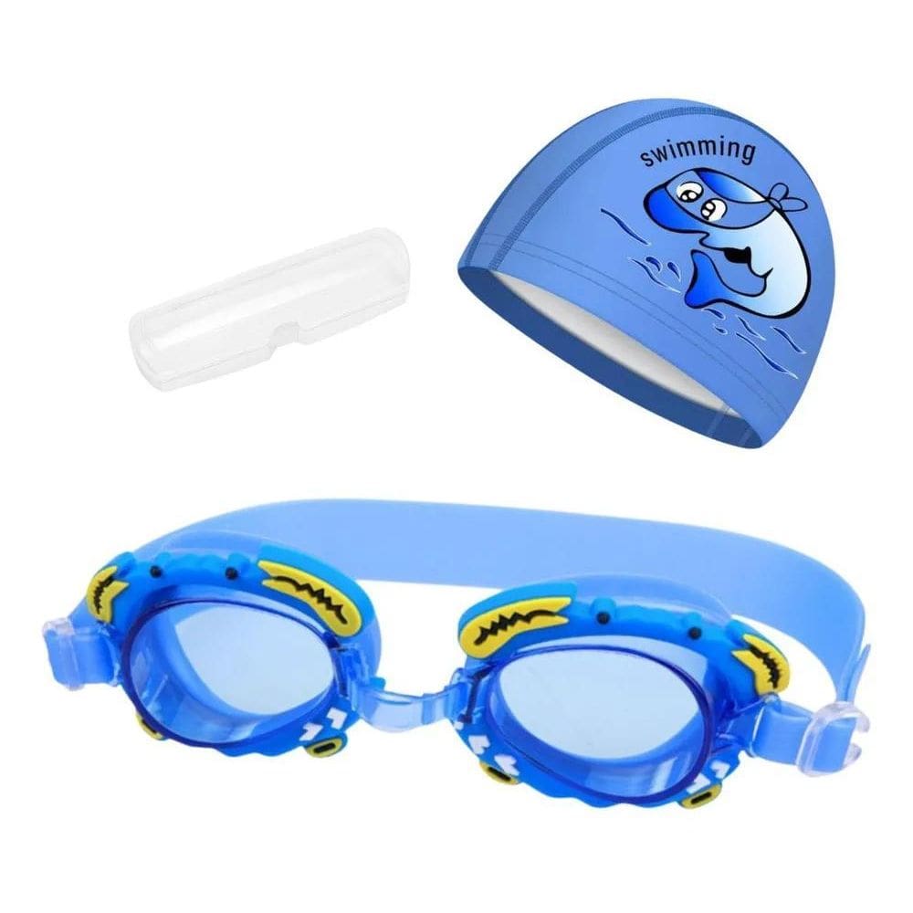 Kit Touca Óculos Natação Piscina Infantil Crianças Hero Band