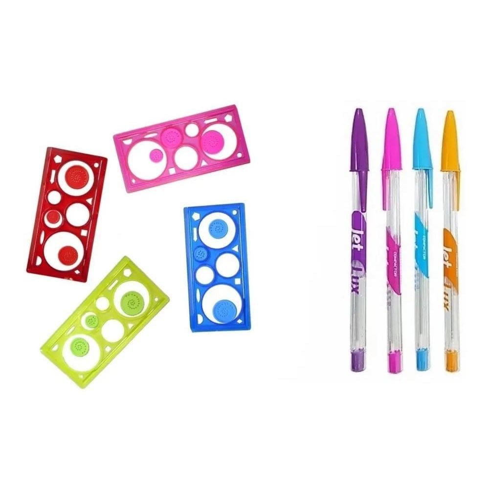 Kit Com 4 Réguas Mágicas Geométricas Espirografico