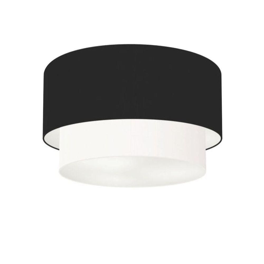 Plafon Duplo Cilíndrico Vivare Md-3045 Cúpula Em Tecido 40x35cm - Bivolt Preto-branco 127/220v