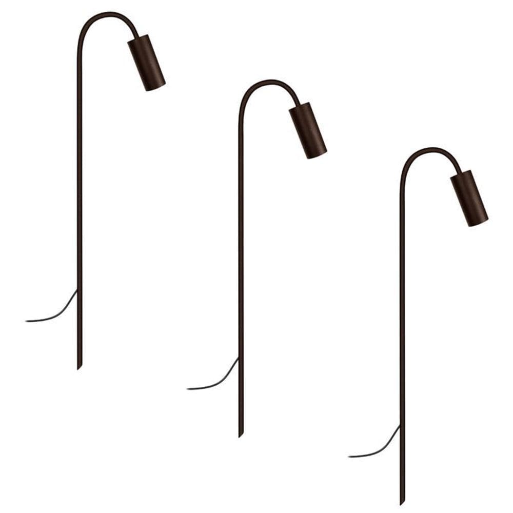 Kit 3 Luminárias De Chão Balizador Espeto Jardim Marrom 80Cm