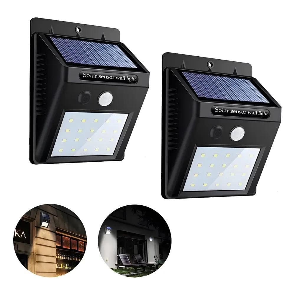 Kit 2 Arandela De Parede Externa Solar Para Muro Parede