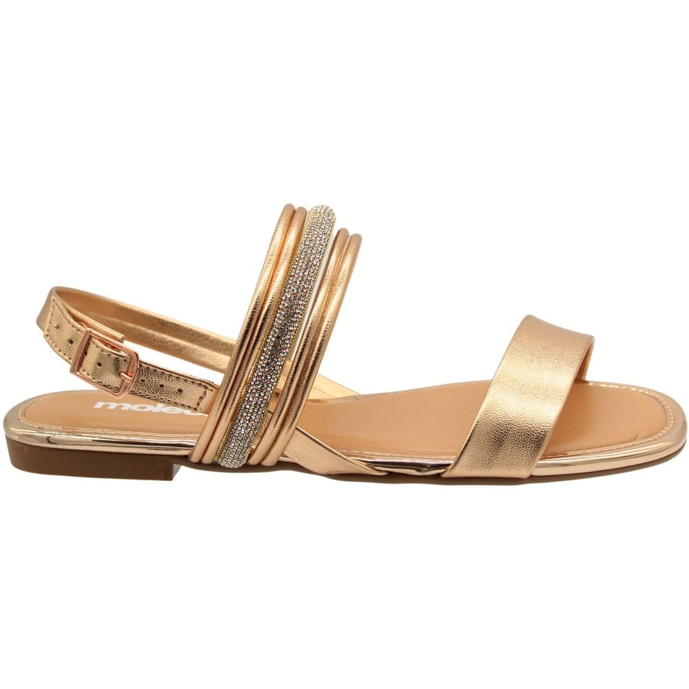 Sandália Rasteira Moleca Strass Fivela Feminina