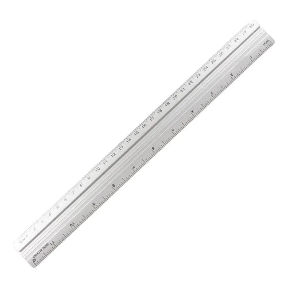 Regua De Aluminio De 30Cm Escola Escritorio Trabalho Mfl
