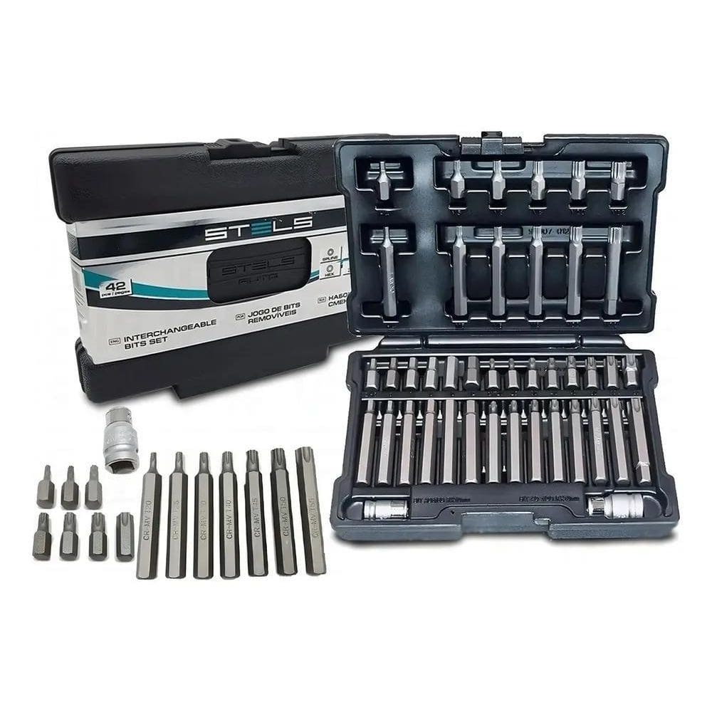 Kit Jogo 42 Peças 1/2 E 3/8 Torx Allen Spline Bits Stels