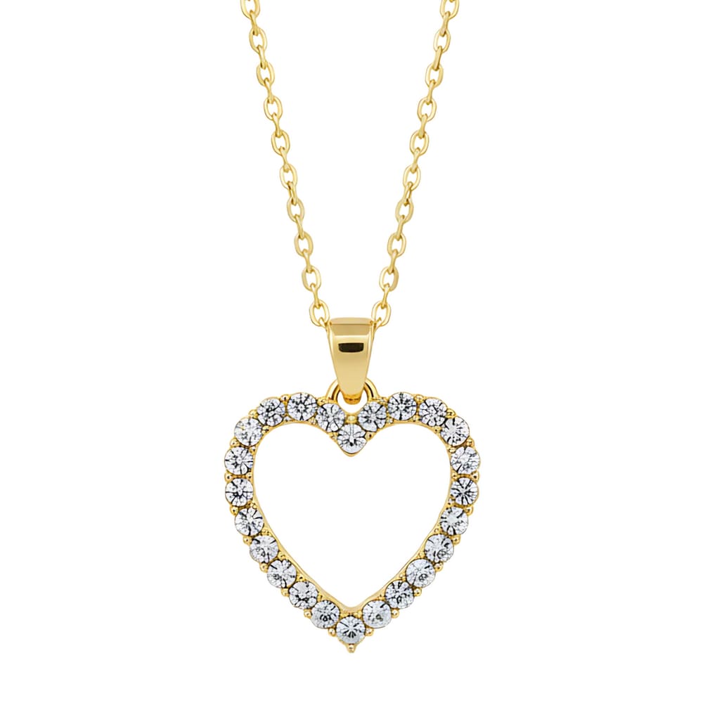 Colar Feminino De Coração Lumine Pedra Zircônia Banhado Ouro