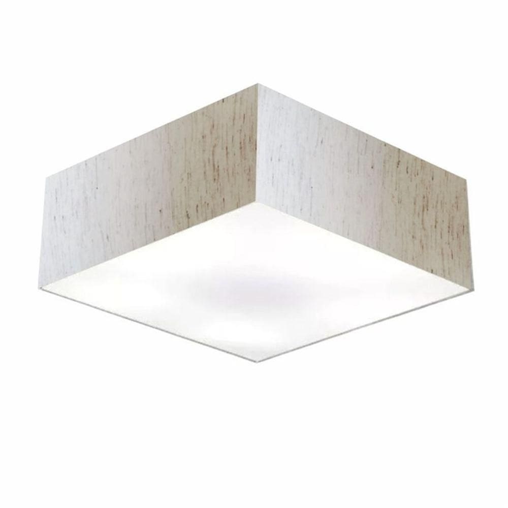 Plafon Quadrado Md-3056 Cúpula Em Tecido 15/70x70cm Linho Bege - Bivolt