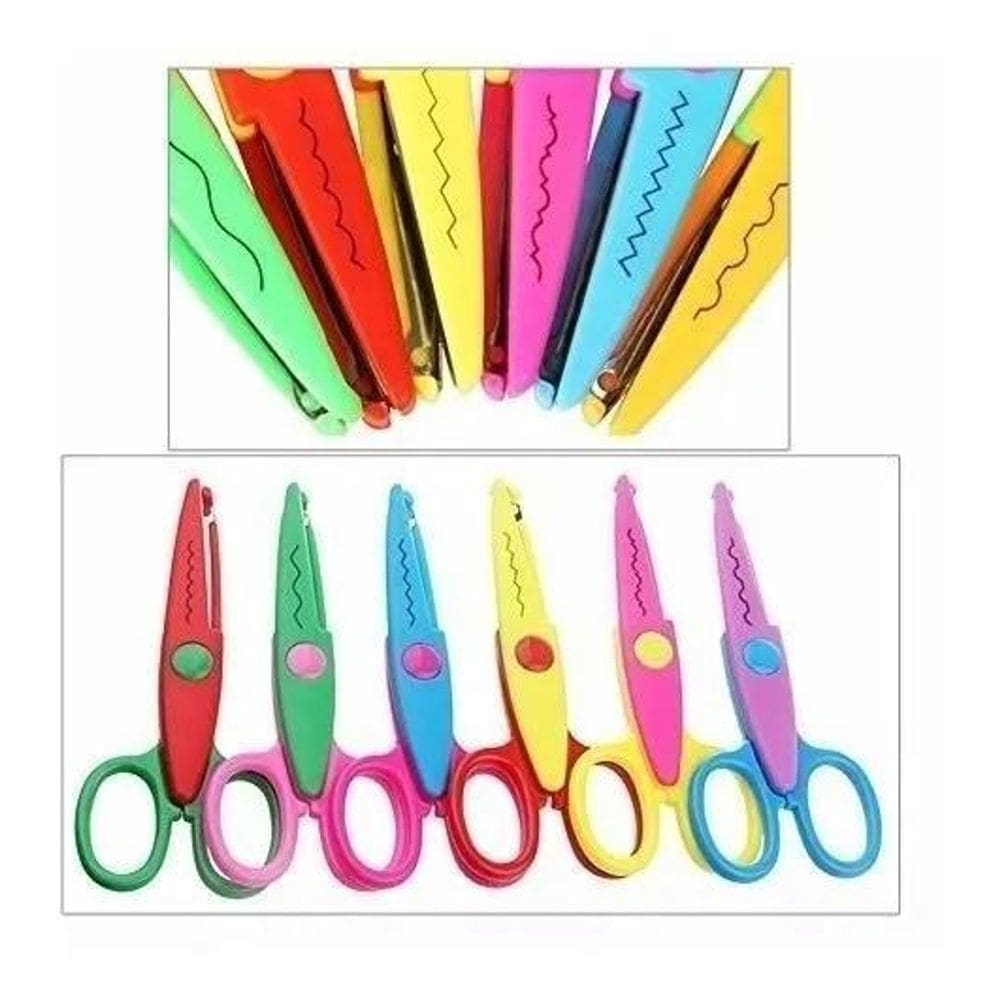 Kit 6 Tesoura Decorativas Artesanato Picotar Scrapbook Papel
