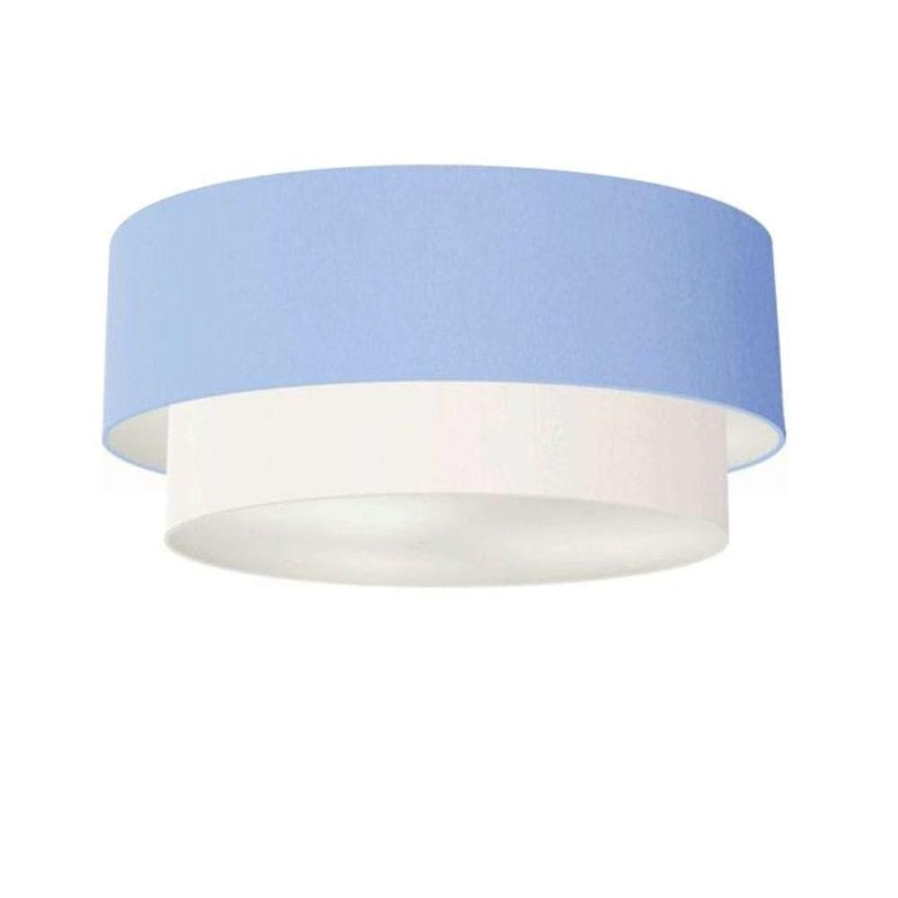 Plafon Duplo Cilíndrico Vivare Md-3024 Cúpula Tecido 60x50cm - Bivolt Azul-bebê-branco 127/220v