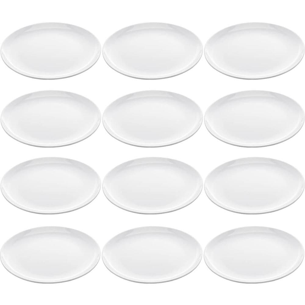 Conjunto de 12 Pratos de Melamina Brancos 25,5cm para Servir Petiscos Restaurantes Lyor