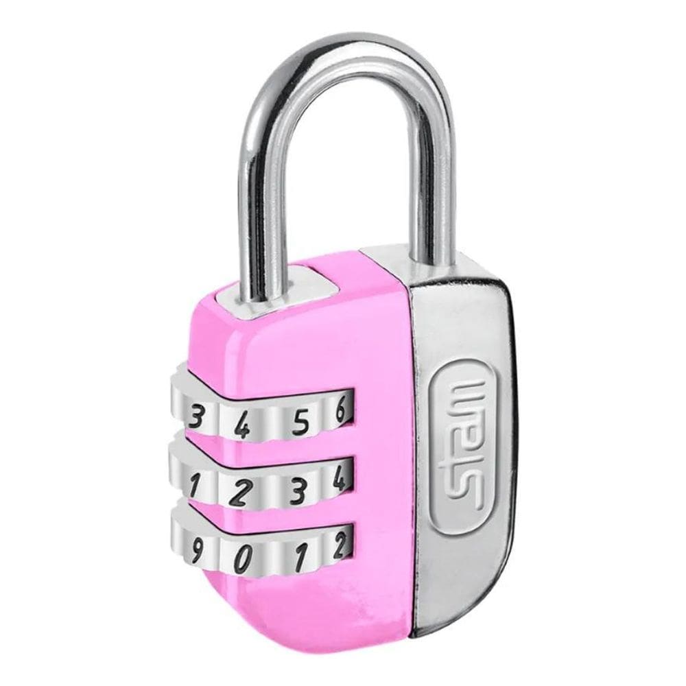 Cadeado Stam Life Colors Com Segredo Numérico 25Mm Rosa