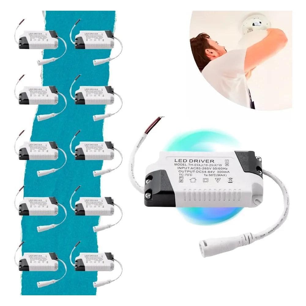Kit 10 Driver Para Led Reator Fonte Plafon 18W A 24W Bivolt