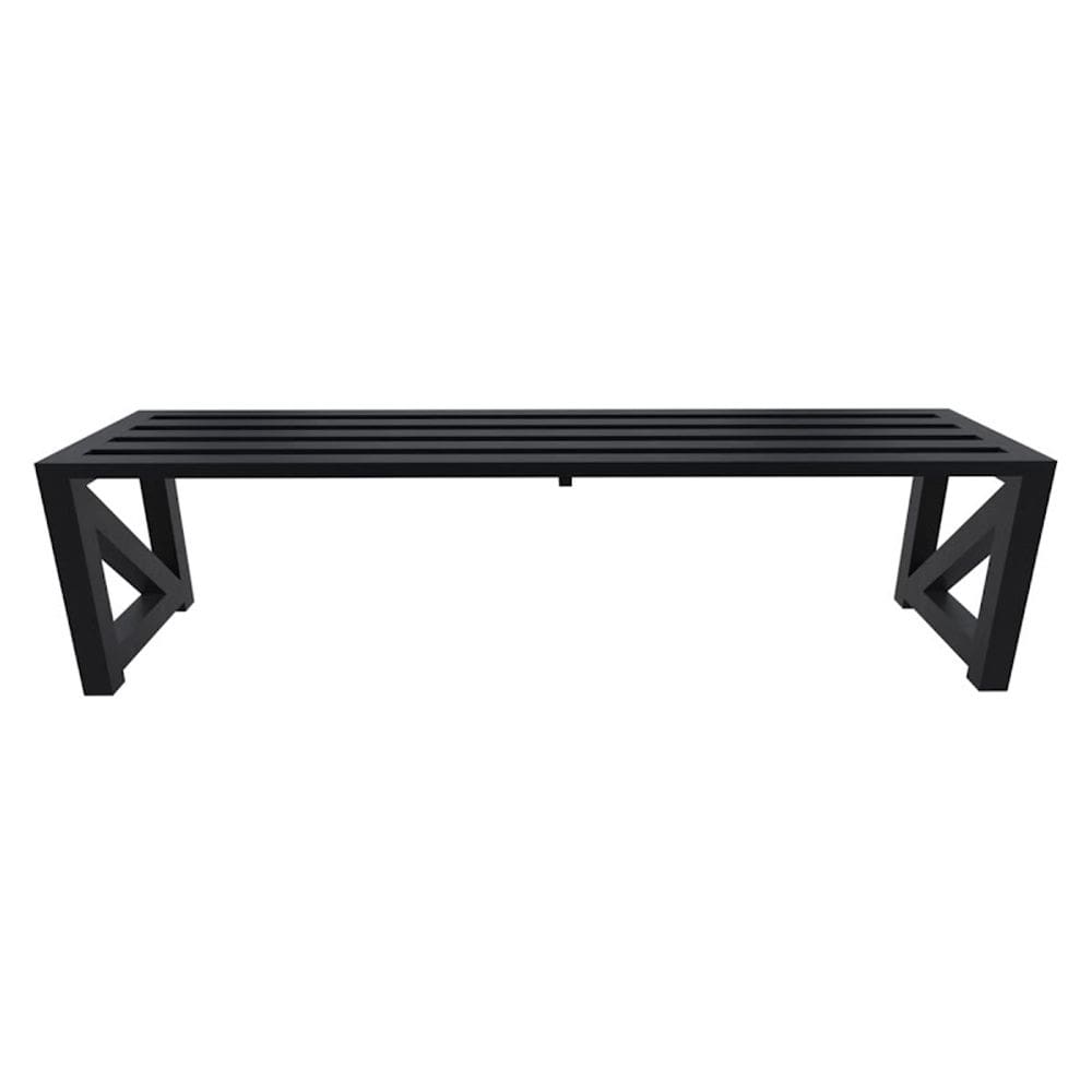 Banco Ripado Área Externa Tubo Alumínio Preto 160x40x40cm