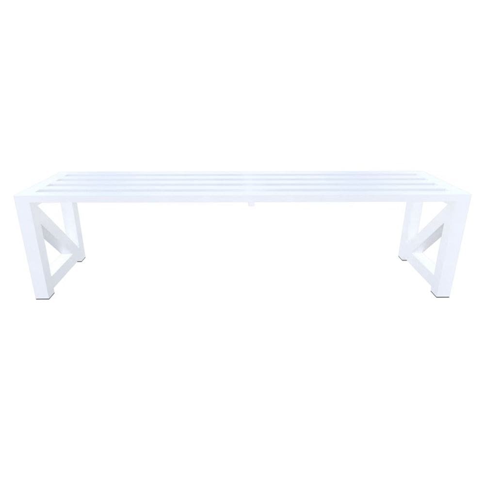 Banco Ripado Área Externa Tubo Alumínio Branco 160x40x40cm
