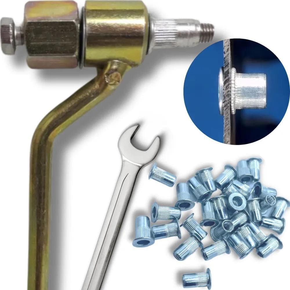 Rebitador Manual Porca Rebite De Rosca 6Mm + 100 Rebites Mab