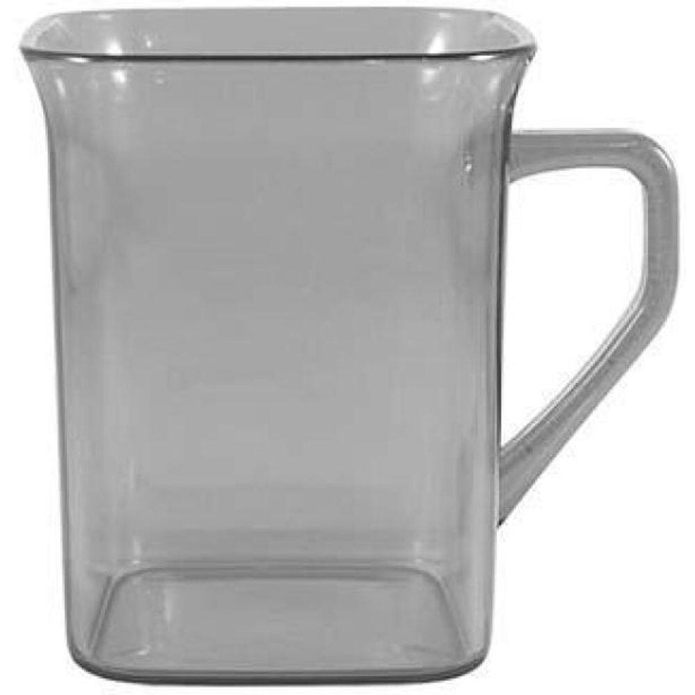 Kit 4 Canecas Quadrada Cristal 250Ml Plástico