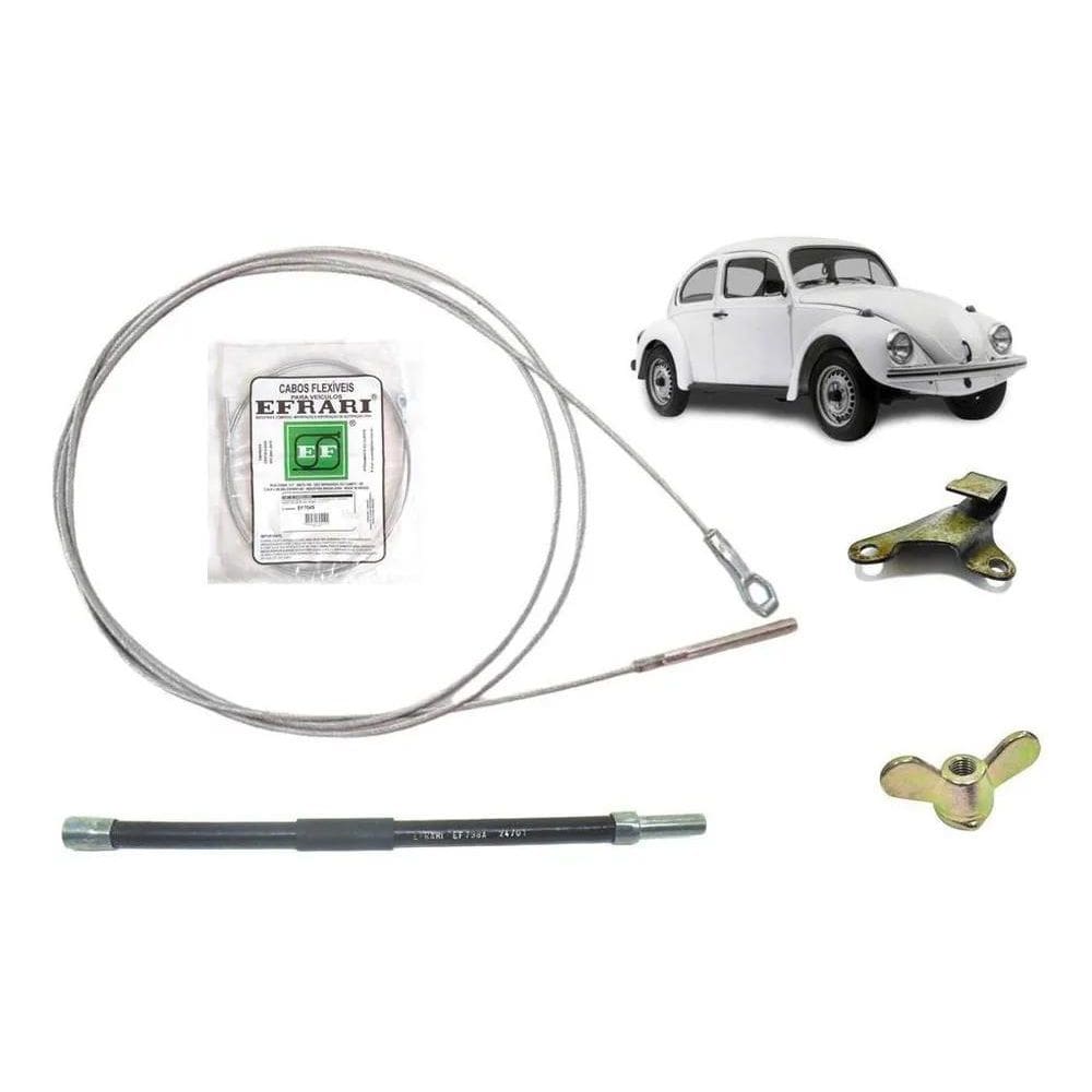 3X Kit Cabo + Flexivel + Suporte + Porca Embreagem Fusca