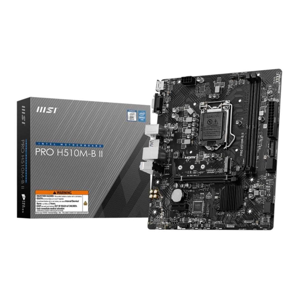 Placa Mãe MSI Pro H510M-B II (LGA 1200 - DDR4 2933) - Chipset Intel H510M - USB 3.2 - Slot M.2  MATX
