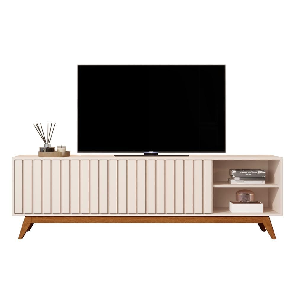 Rack Bancada Açai 180 cm TV até 75” com Pés Madeira Maciça